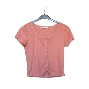 Hippie Rose Small Blush Pink Short Sleeve Button up Top Shirt
